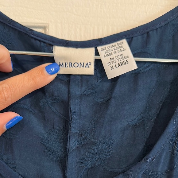 Merona Sleeveless Floral Embroidered Maxi Dress Vintage Navy Women’s XL Summer - Picture 3 of 7